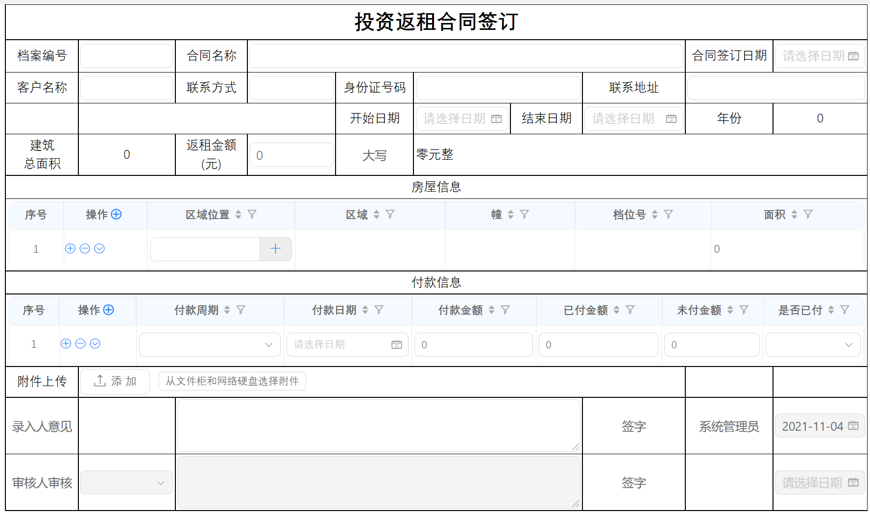 返租合同的管理